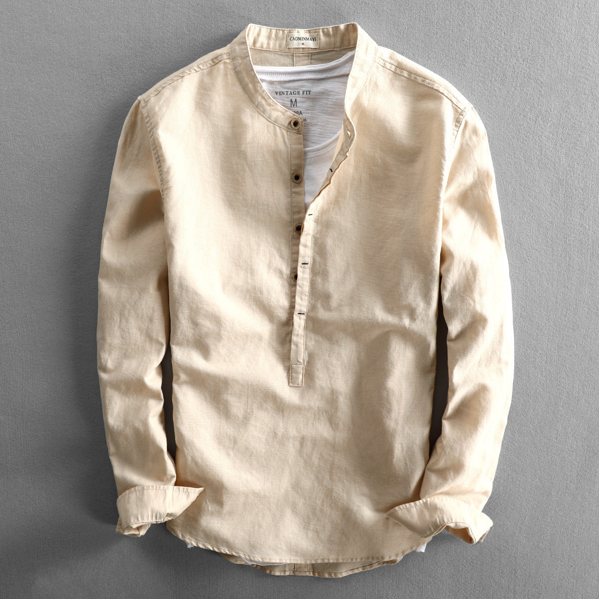 Simple Men's Casual Long Linen Sleeves Shirt