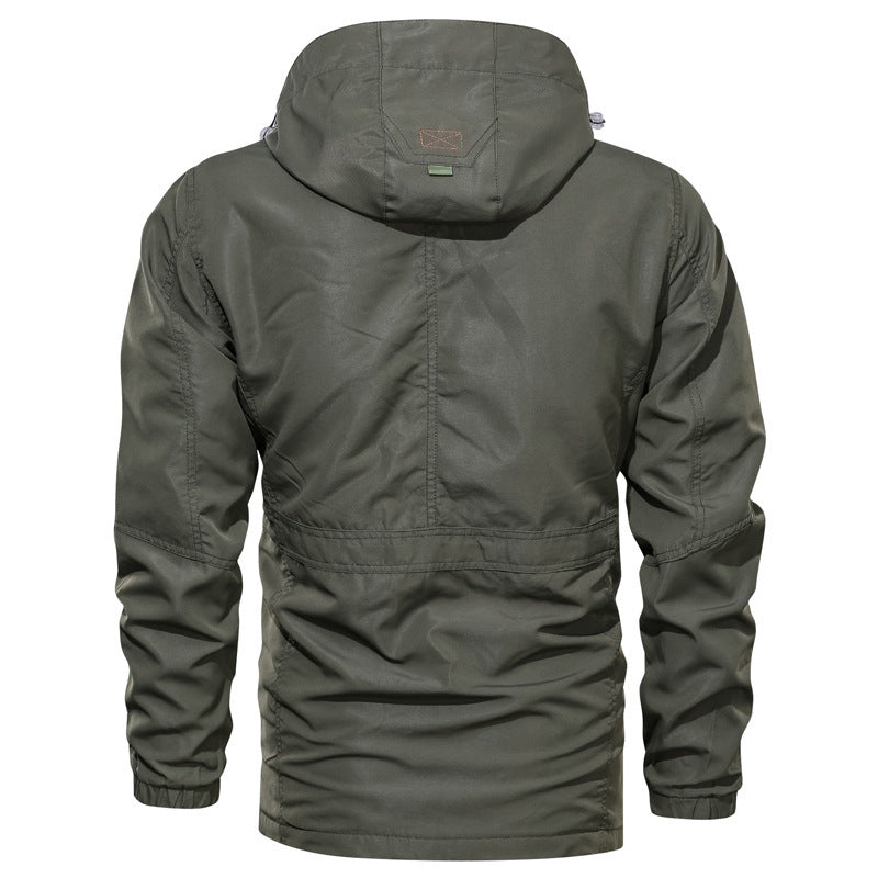 Cross-border jacket men's mid-length casual outdoor hooded plus size