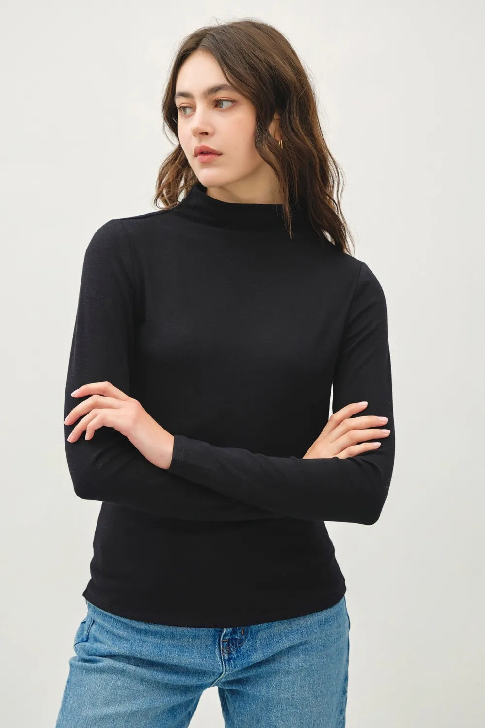 Mock Neck Long Sleeve T-Shirt