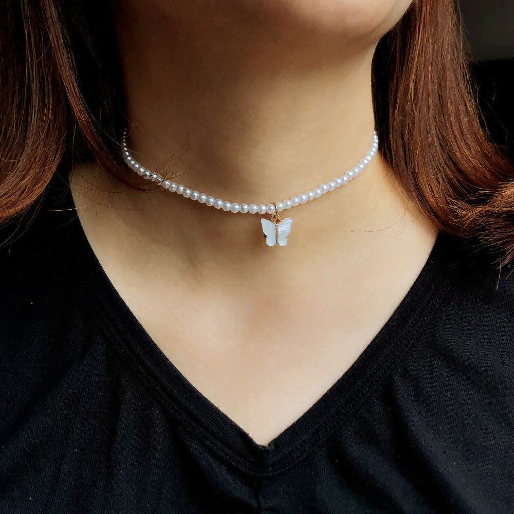 Opal Bow Knot Pearl Necklace