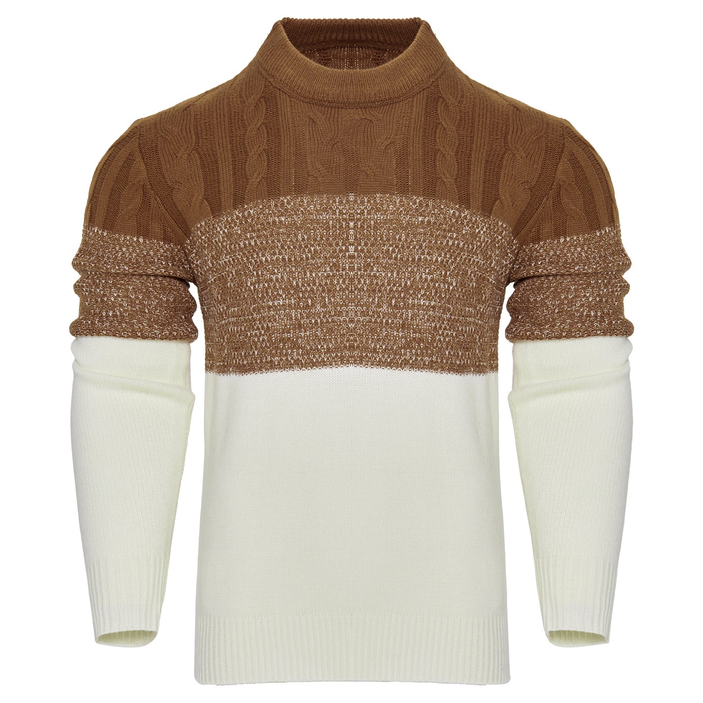 Block Long Sleeve Cable Knit Pullover Sweater