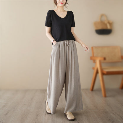 New Plus Size Wide Legs Mop Straight Casual Pants