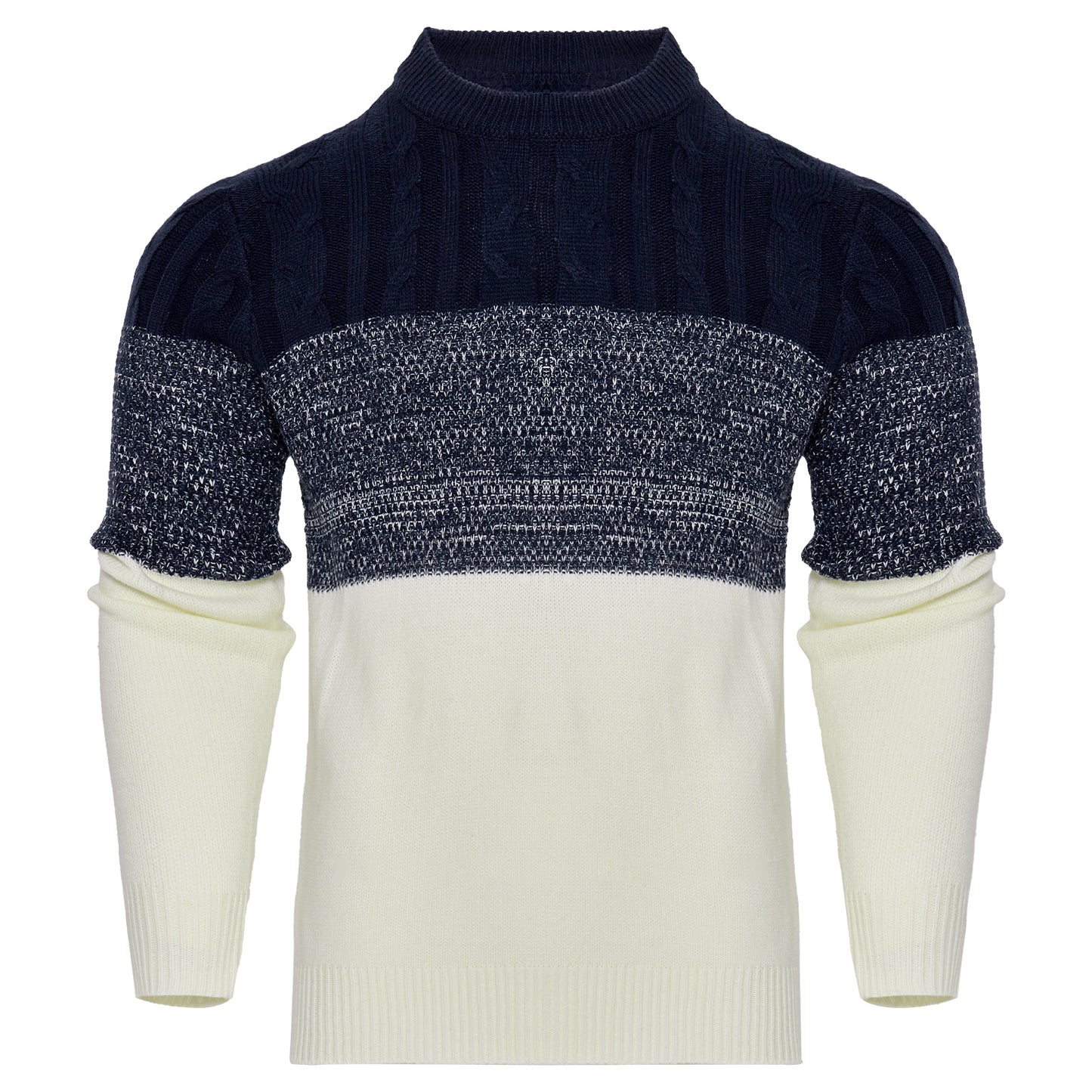 Block Long Sleeve Cable Knit Pullover Sweater