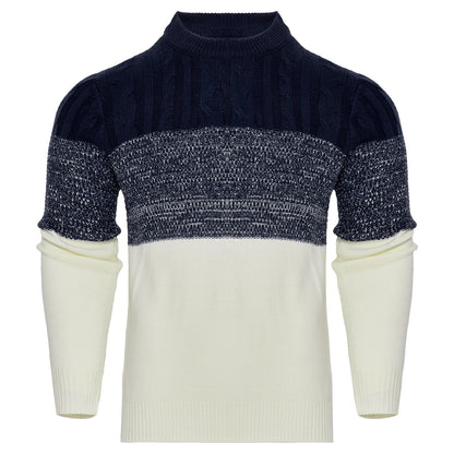 Block Long Sleeve Cable Knit Pullover Sweater