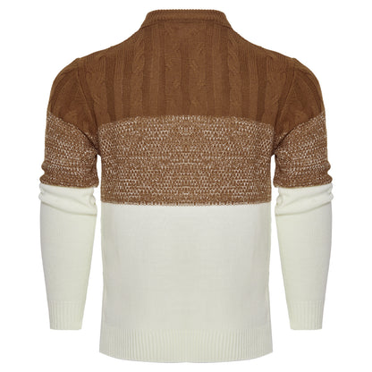 Block Long Sleeve Cable Knit Pullover Sweater