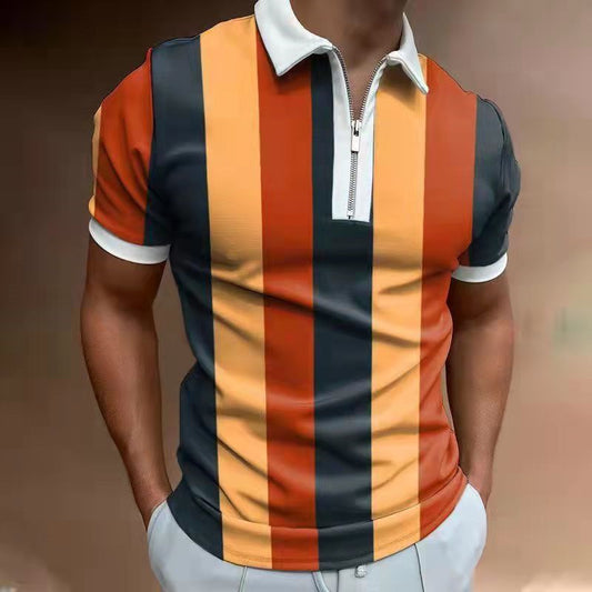 Striped Printed Short Sleeve T-Shirt