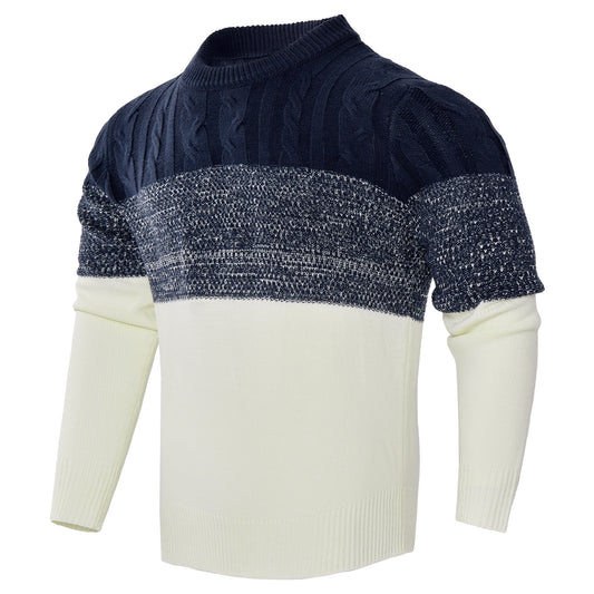 Block Long Sleeve Cable Knit Pullover Sweater