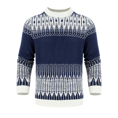 Crewneck Pullover Unisex Fair Isle Long Sleeve Knitted Sweater