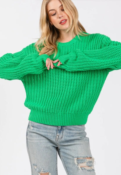 SAGE  FIG Round Neck Drop Shoulder Sweater