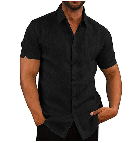 Men Short Sleeve Summer Solid Shirts