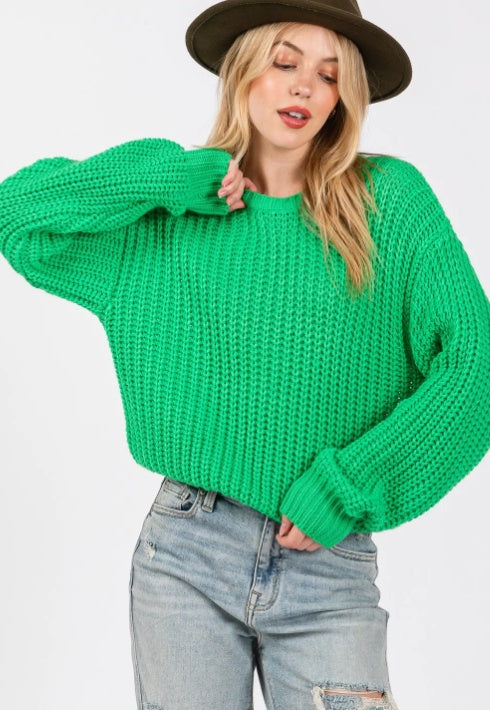 SAGE  FIG Round Neck Drop Shoulder Sweater