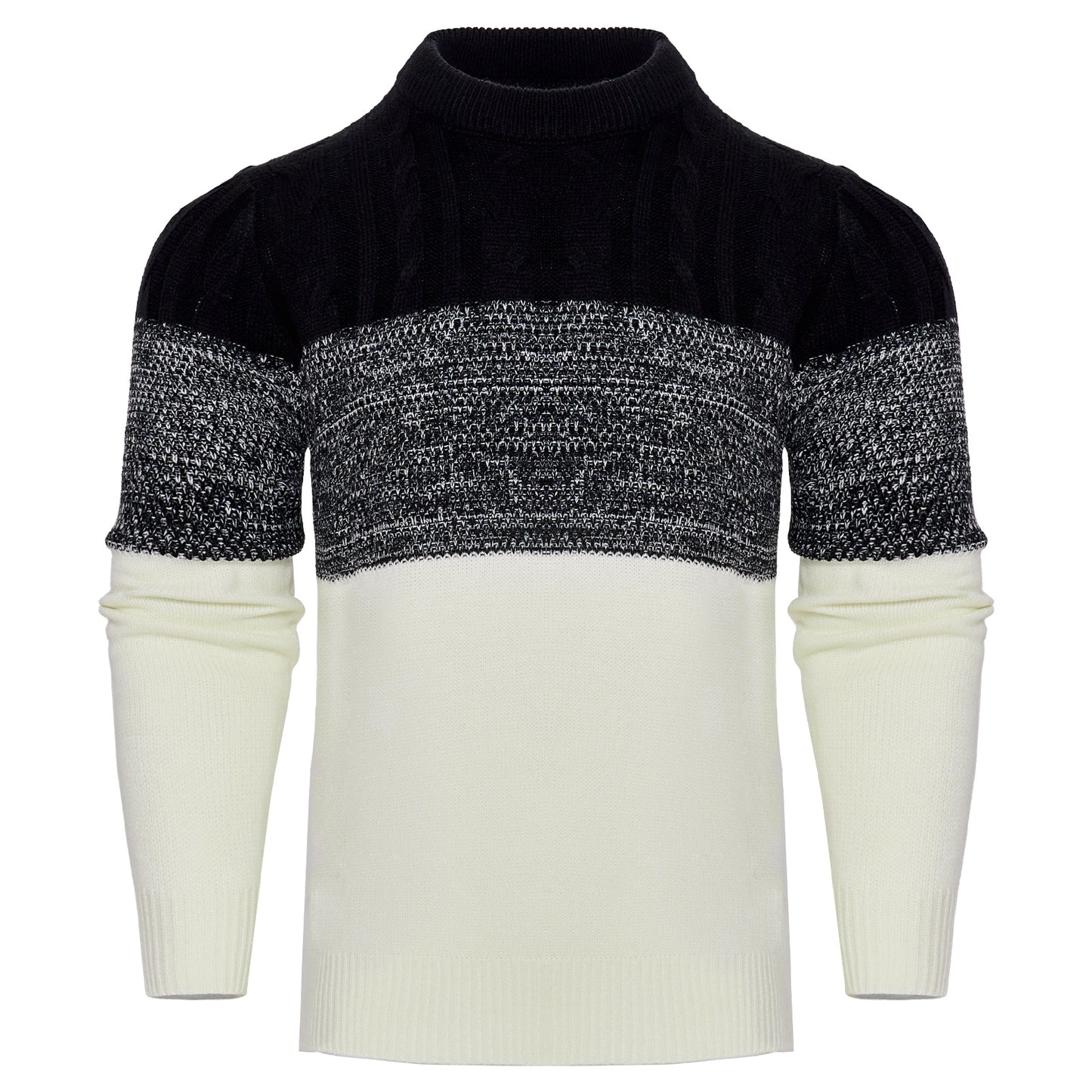 Block Long Sleeve Cable Knit Pullover Sweater