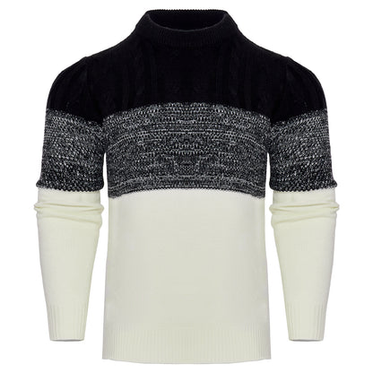 Block Long Sleeve Cable Knit Pullover Sweater