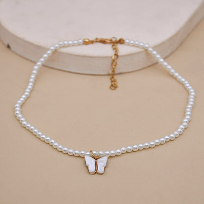 Opal Bow Knot Pearl Necklace