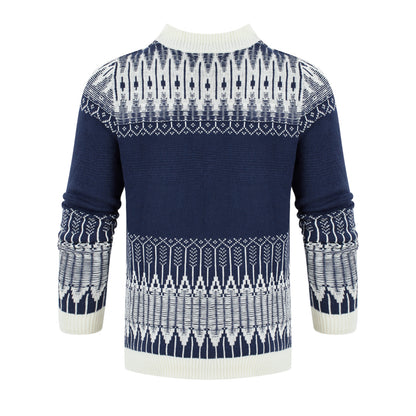 Crewneck Pullover Unisex Fair Isle Long Sleeve Knitted Sweater