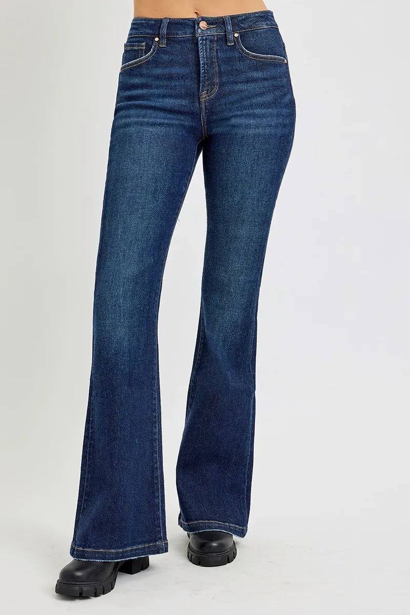 RISEN Full Size High Rise Flare Jeans With Pockets