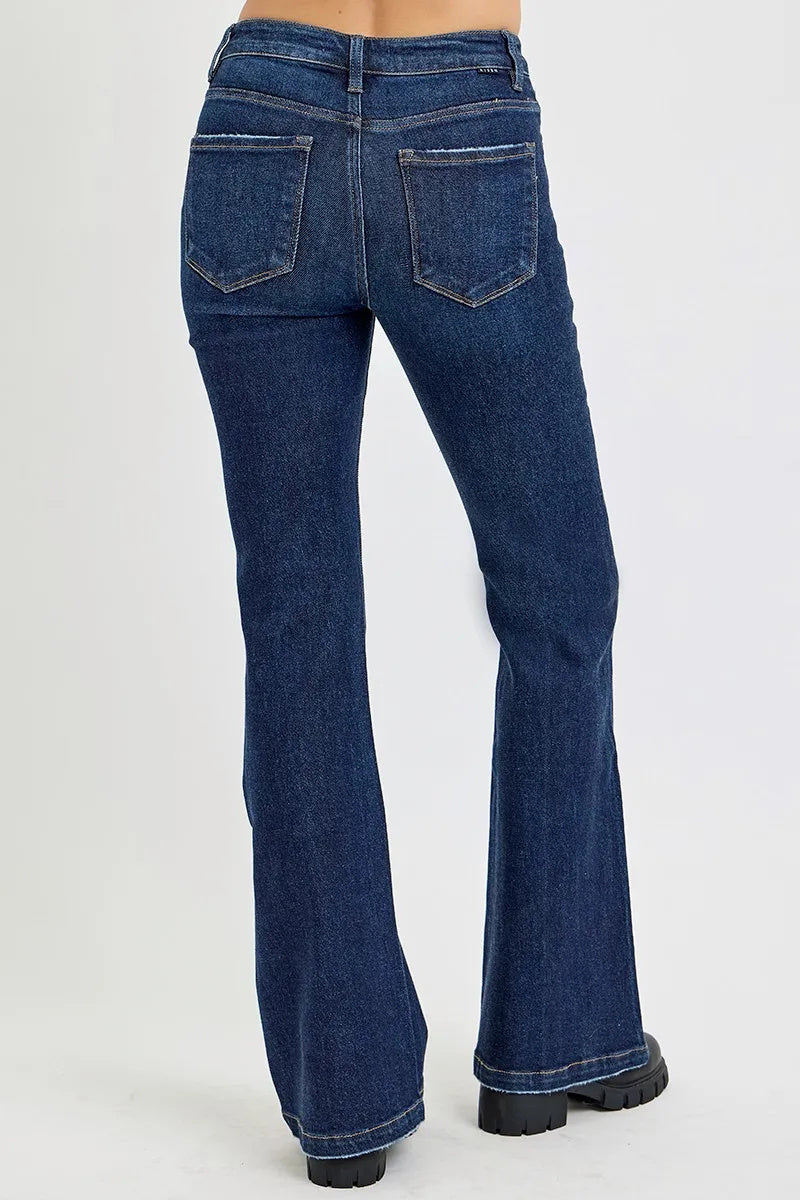 RISEN Full Size High Rise Flare Jeans With Pockets