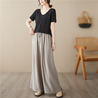 New Plus Size Wide Legs Mop Straight Casual Pants