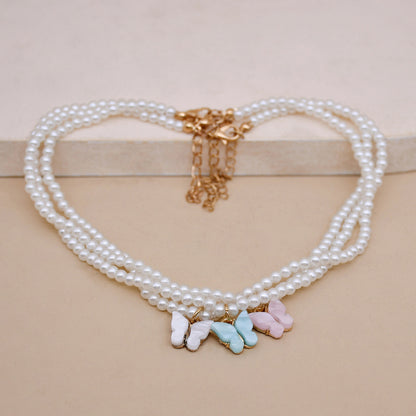 Opal Bow Knot Pearl Necklace