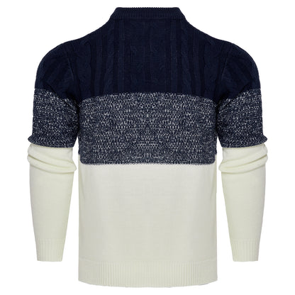 Block Long Sleeve Cable Knit Pullover Sweater