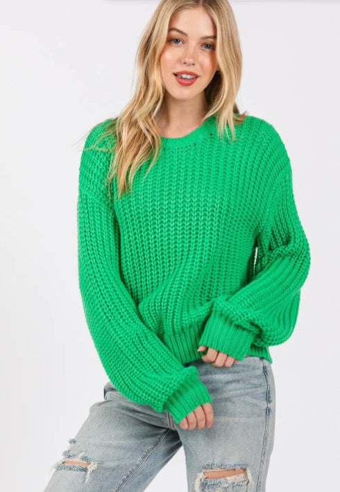 SAGE  FIG Round Neck Drop Shoulder Sweater