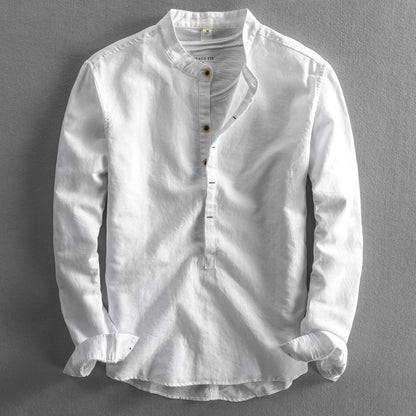 Simple Men's Casual Long Linen Sleeves Shirt