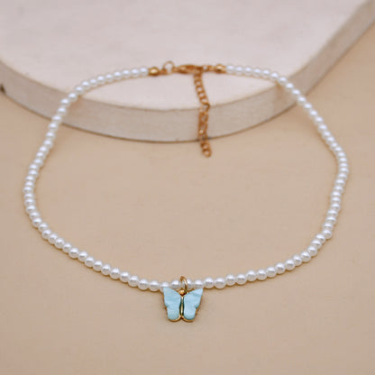 Opal Bow Knot Pearl Necklace